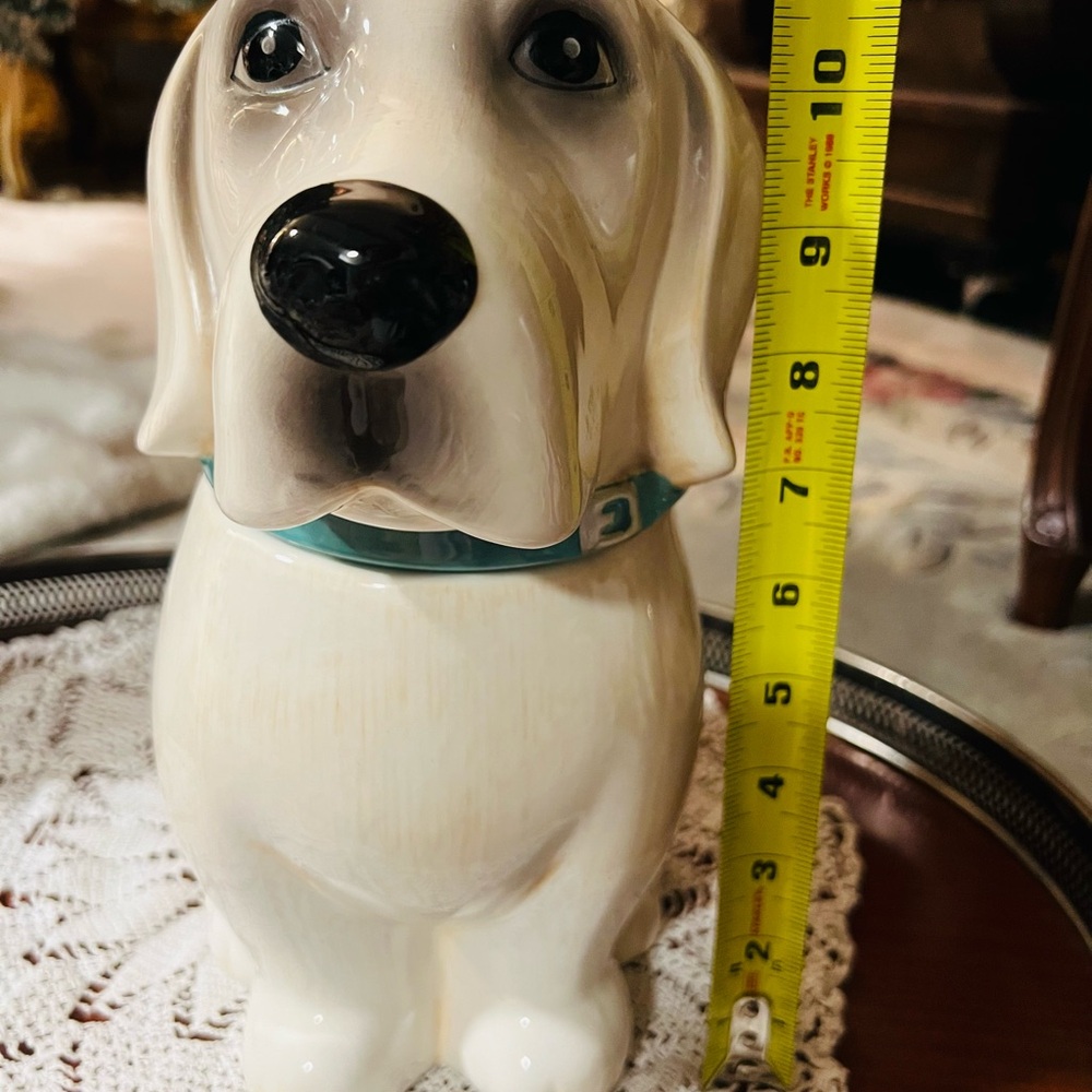 Ceramic Dog Cookie Jar with Blue Collar